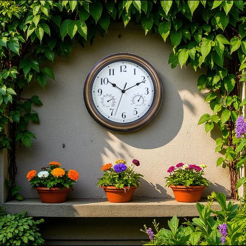 Radio Controlled Outdoor Clock with Hydrometer & Thermometer