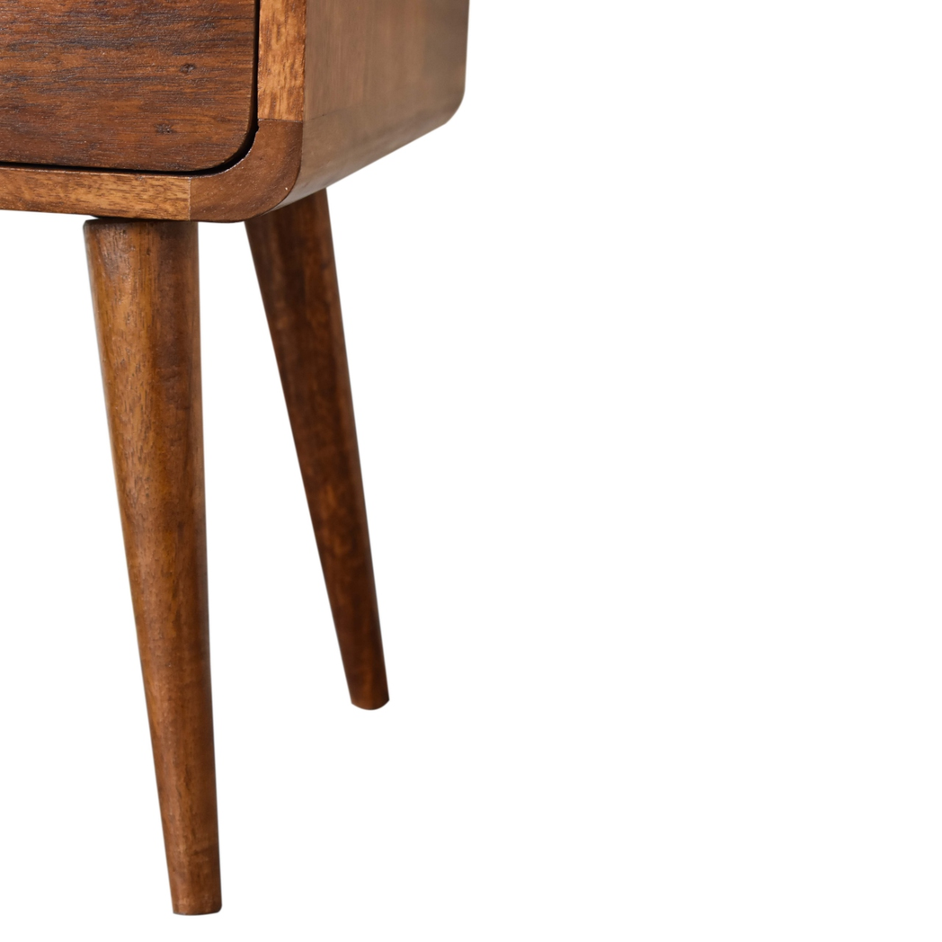 Artisan Furniture Solid Wood Mini Chestnut Curved Bedside, Brown, 2Drawers
