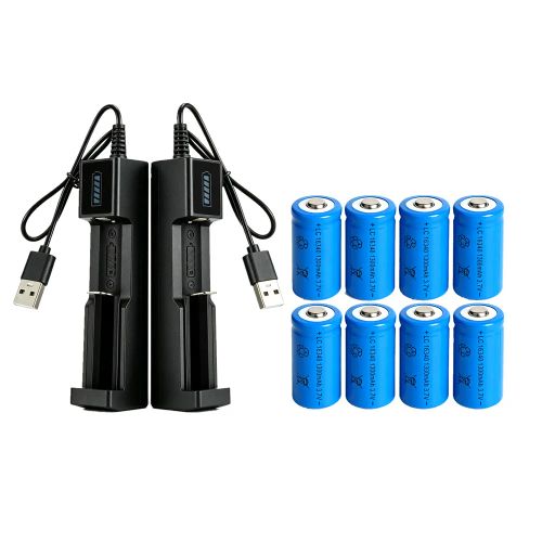 8 x 16340 Batteries 3.7V Li-ion Rechargeable Battery+2 x USB Charger (US Logistics For USPS/DHL/Fedex/UPS. No designated logistics accepted，TK/TMEU only For self-pickup）