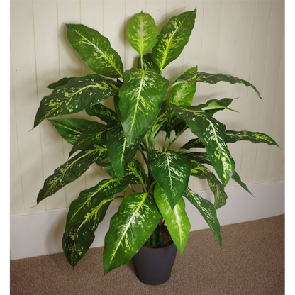 100cm Large Fox's Aglaonema Realistic Tree Artificial Plant with Silver Metal Planter