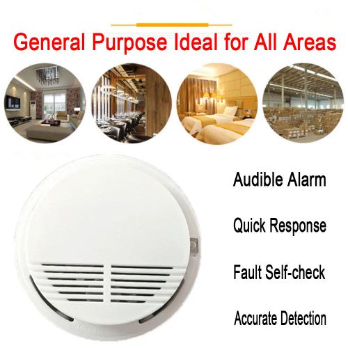 (2 Pack) Smoke Alarm Detector Home Fire Safety Sensor Alert Battery Included (US Logistics For USPS/DHL/Fedex/UPS. No designated logistics accepted，TK/TMEU only For self-pickup）