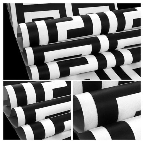 Debona Athena Greek Key Metallic Glitter Wallpaper All Colours-White Black