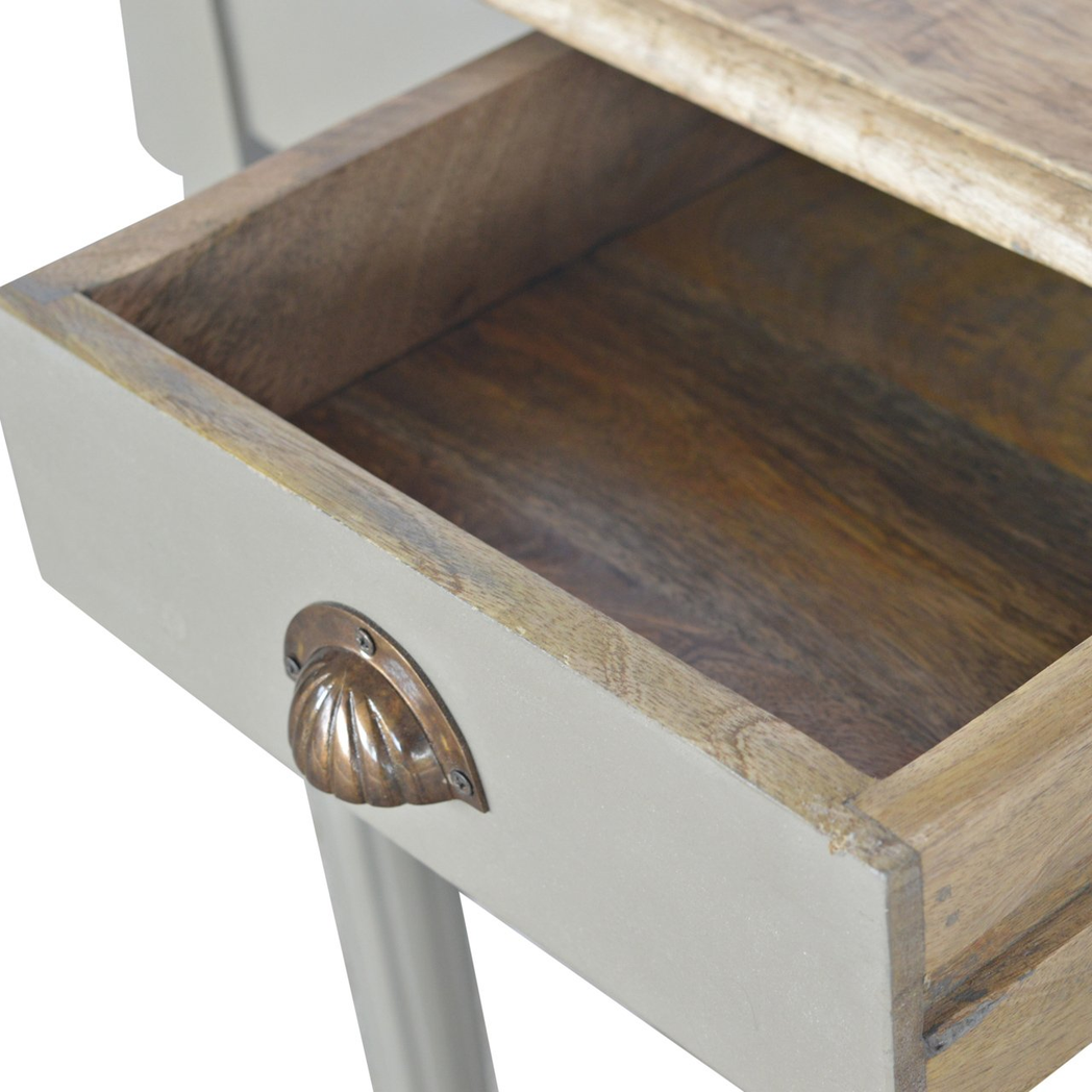 Artisan Furniture Solid Wood Hand Painted Writing Desk, 1 Drawer, Grey Color