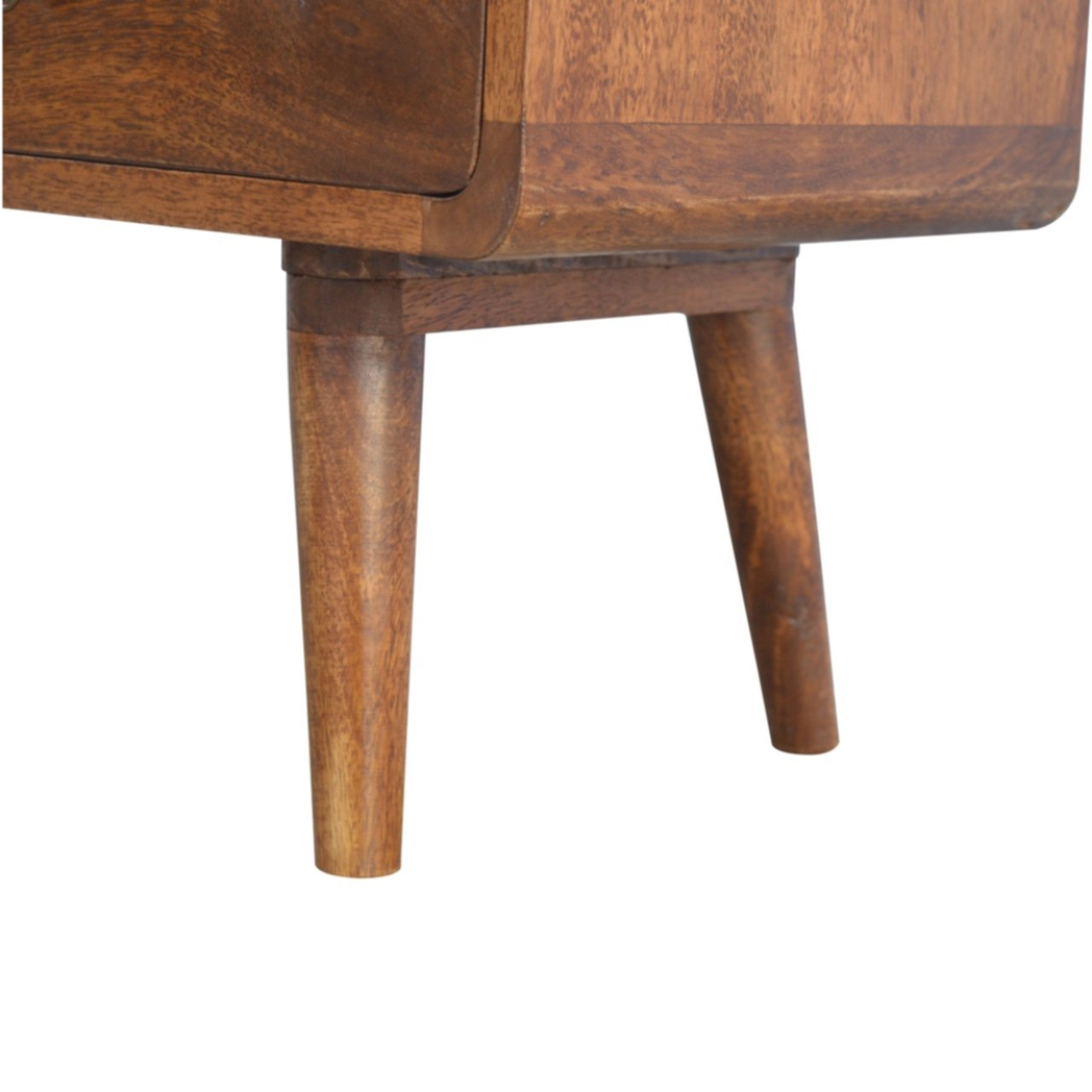 Artisan Furniture Solid Wood Curved Chestnut Media Unit, 2 Drawers, Dark Brown
