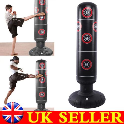 Free Punch Bag Standing Inflatable Boxing Kick MMA Training Kids Adults 155cm