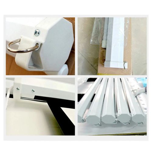 UK Plug, 100 inch 16:9 Aspect Ratio Manual Self-locking Warp Knitted White Plastic Projection Screen, White, with Screw Hooks, Pull-down Projector Screen
