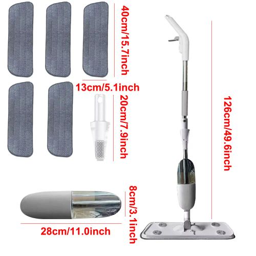 Spray Mop for Floor Cleaning 5 Reusable Microfibre Pad 550ml Water Bottle Tank