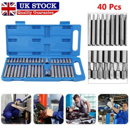 40 x Allen Key Torx Hex Star Spline Socket Bit Set Drive Car Repair Tool 1/2 3/8