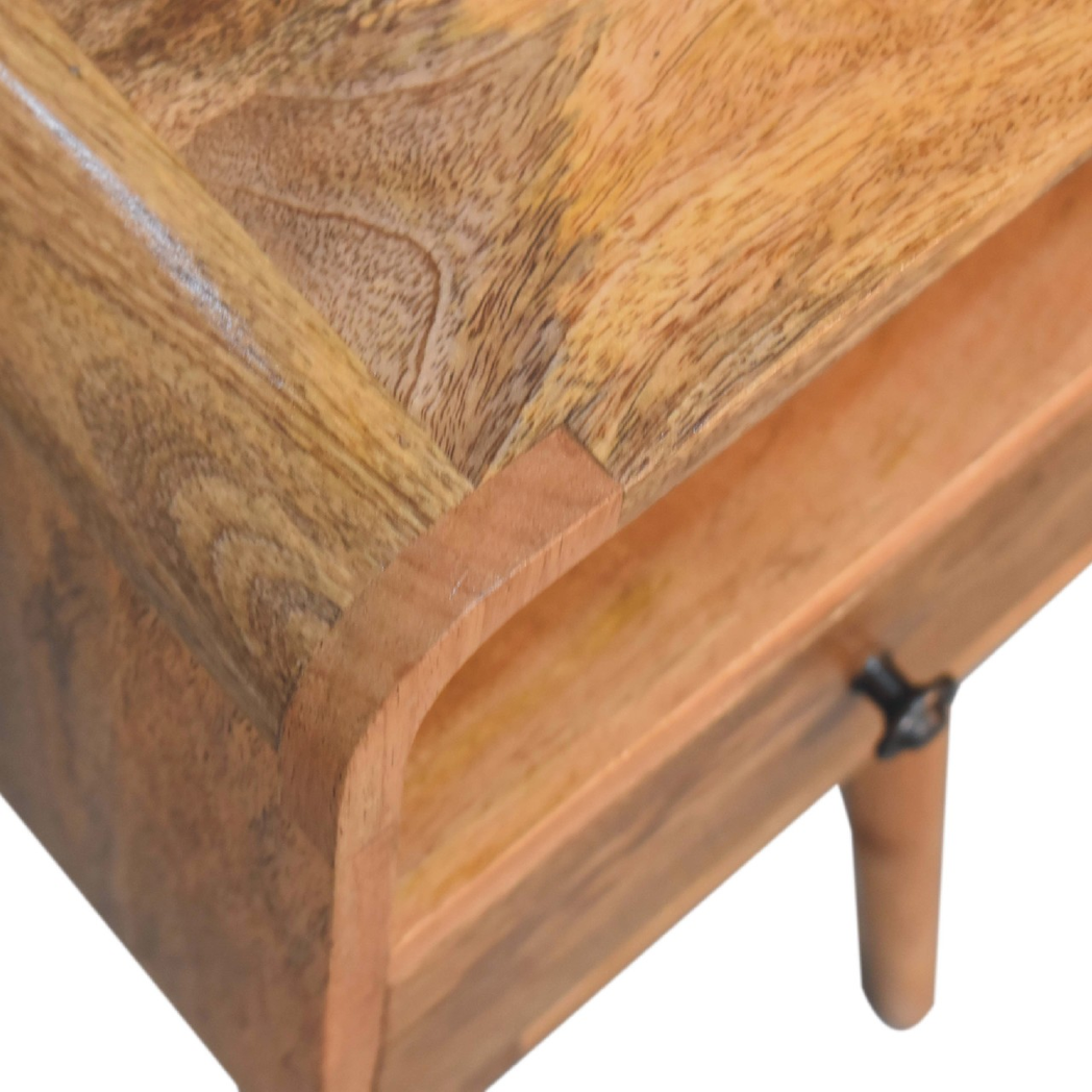 Artisan Furniture Solid Wood Mini Oakish Curve Open Bedside, 1 Drawer, 1 Open Slot