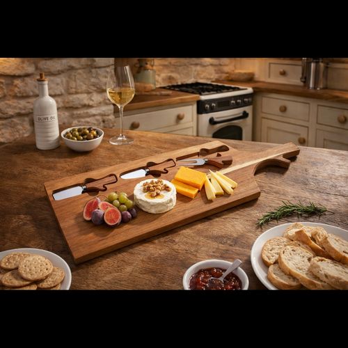 Wooden Cheese Board with Cheese Cutters A242594