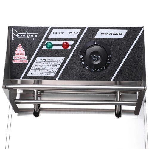 ZOKOP EH81 2500W 220-240V 6.3QT/6L Stainless Steel Single Cylinder Electric Fryer UK Plug