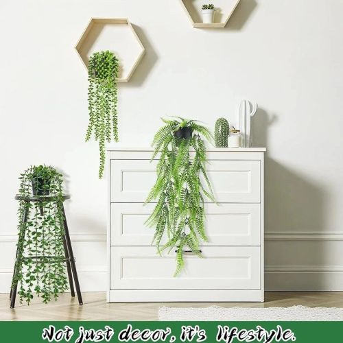 4PC Artificial Hanging Plants in Pots Indoor Fake Trailing Plants Home Office UK