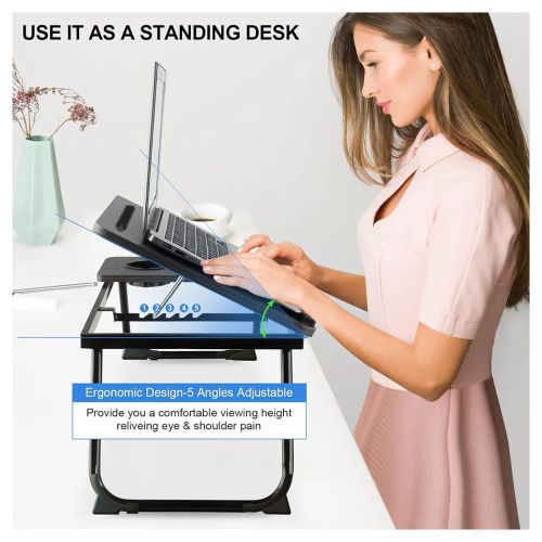 Folding Laptop Table Stand Bed Tray Sofa Lap Breakfast Portable Computer Desk UK