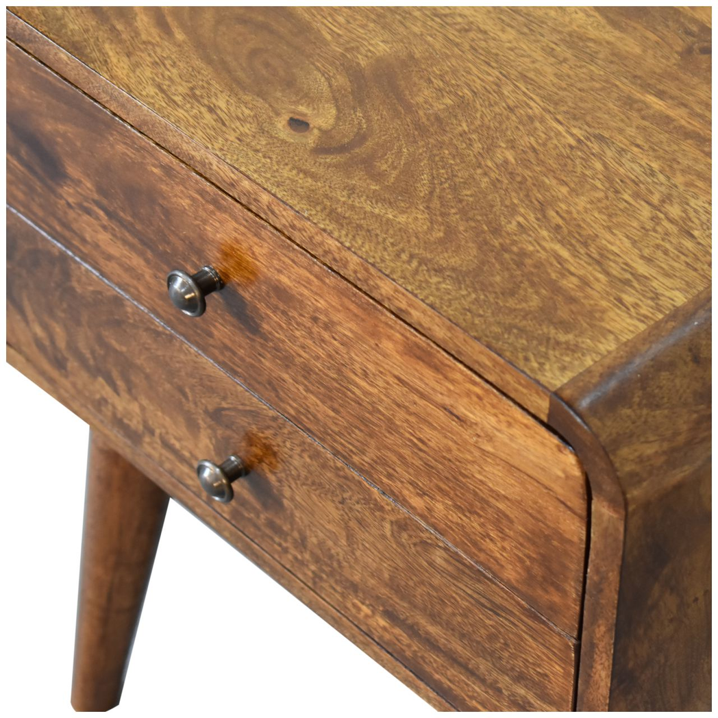 Artisan Furniture Solid Wood Curved Chestnut Bedside, Brown, 2Drawers