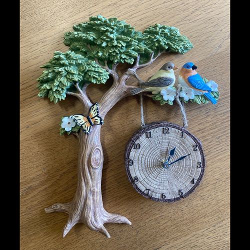 Oak Tree Clock with Bird