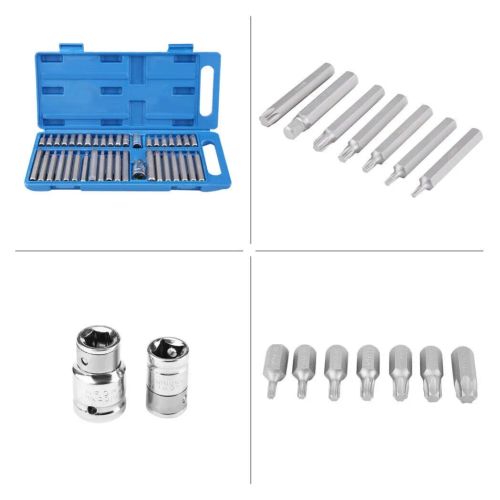 40 x Allen Key Torx Hex Star Spline Socket Bit Set Drive Car Repair Tool 1/2 3/8