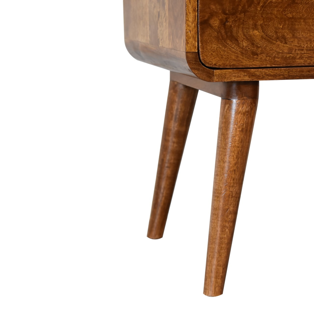 Artisan Furniture Solid Wood Curved Chestnut Bedside, Brown, 2Drawers