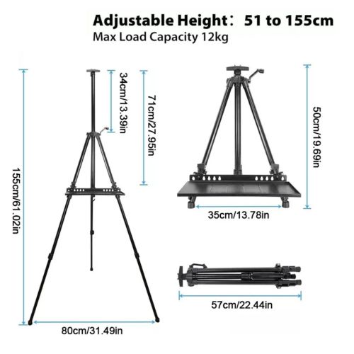 51-155cm Art Easel Stand for Painting Drawing Sketch Folding Tripod w Carry Bag
