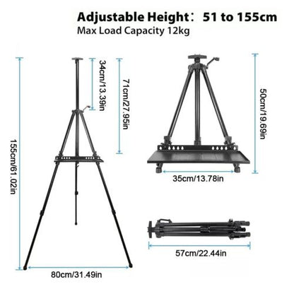 51-155cm Art Easel Stand for Painting Drawing Sketch Folding Tripod w Carry Bag