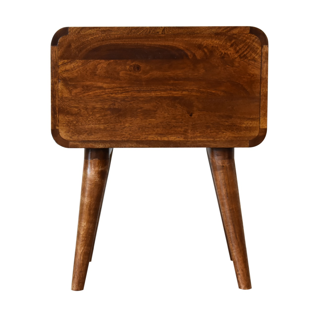 Artisan Furniture Solid Wood Curved Chestnut Bedside, Brown, 2Drawers
