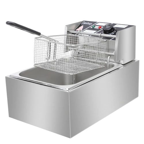 ZOKOP EH81 2500W 220-240V 6.3QT/6L Stainless Steel Single Cylinder Electric Fryer UK Plug