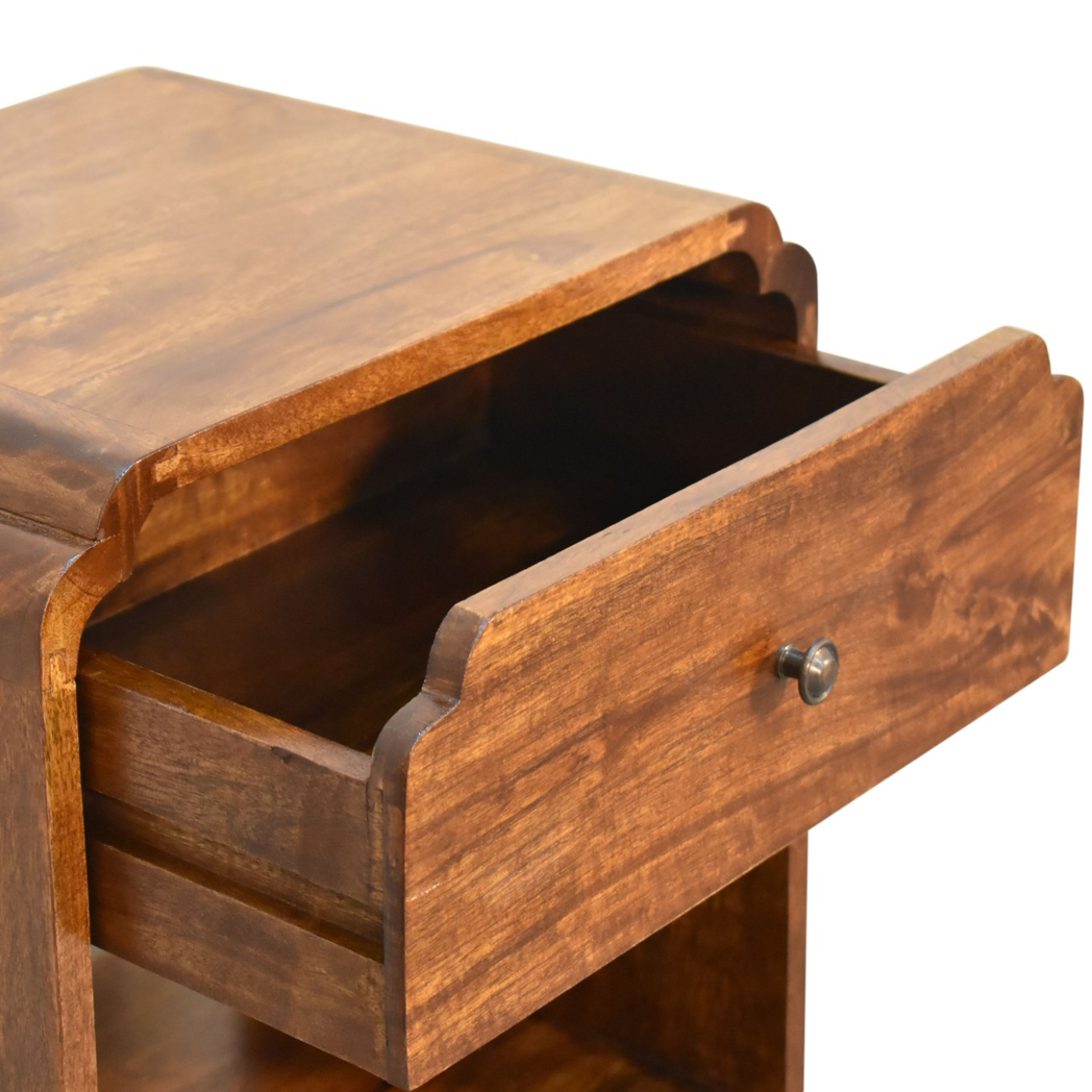 Artisan Furniture Solid Wood Newton Bedside, 1 Drawer, 1 Open Slot, Brown