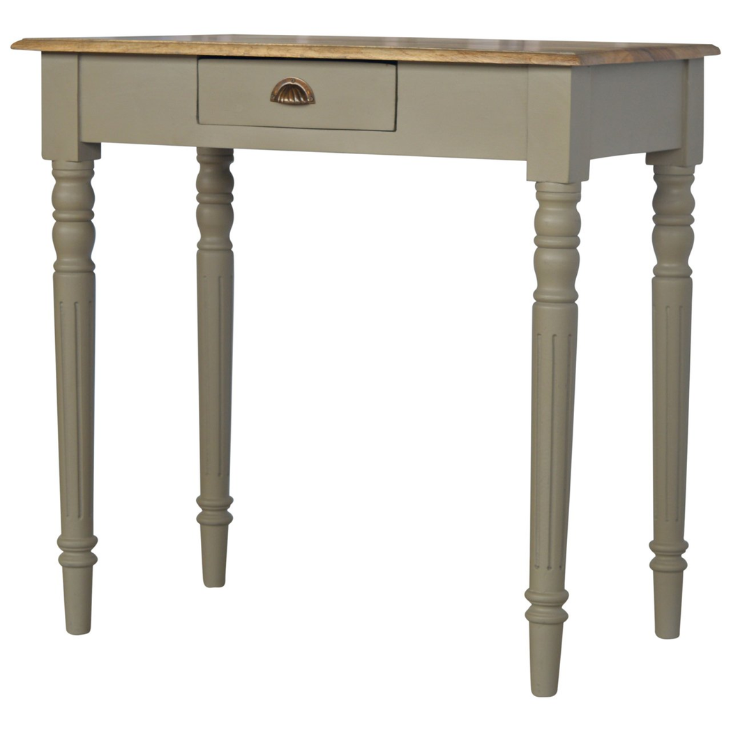 Artisan Furniture Solid Wood Hand Painted Writing Desk, 1 Drawer, Grey Color