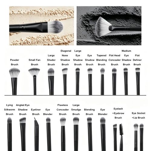 25pcs Makeup Brush Concealer Blush Foundation Eyeshadow Make Up Brush Makeup tools Black (US Logistics only For USPS.TK/TMEU only For self-pickup)