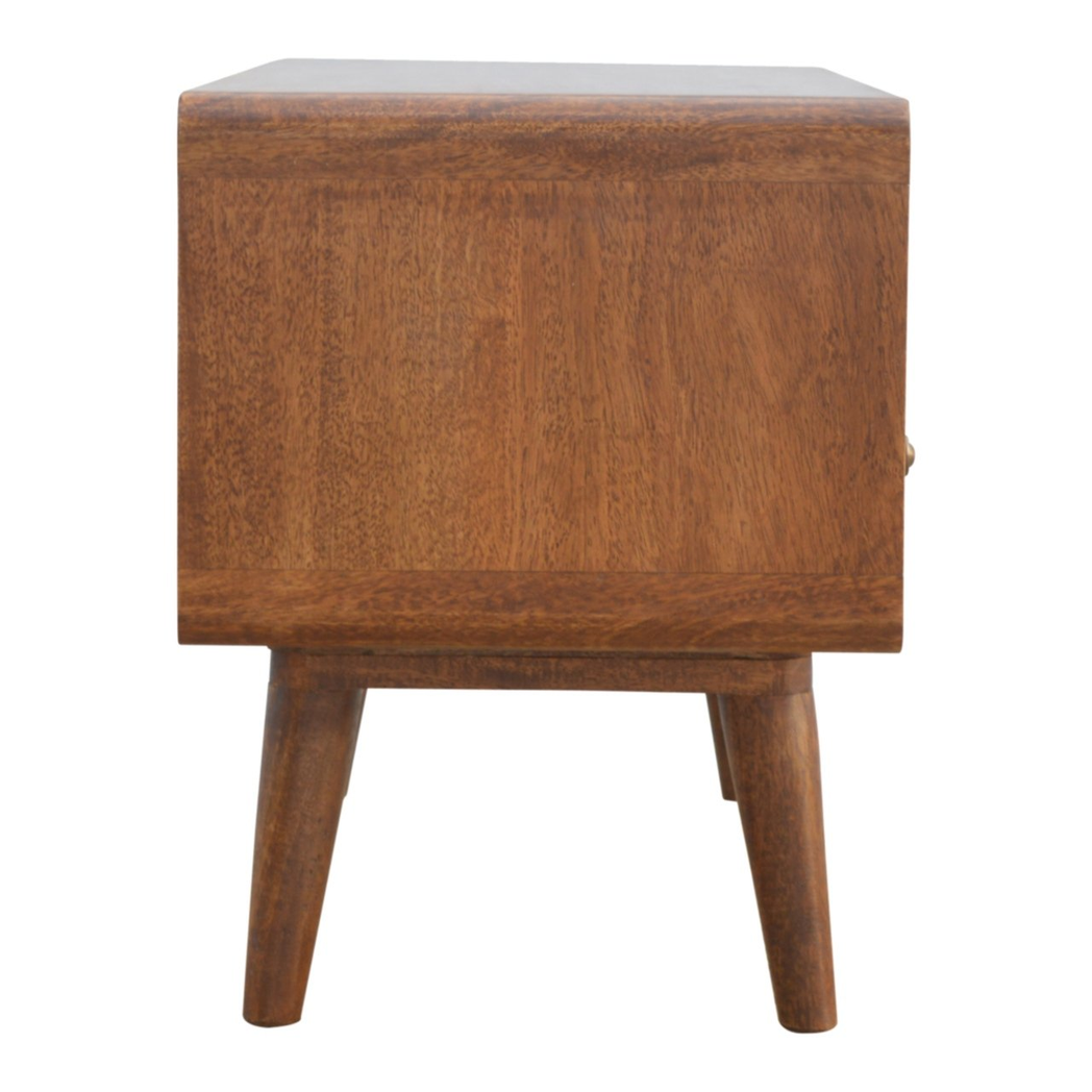 Artisan Furniture Solid Wood Curved Chestnut Media Unit, 2 Drawers, Dark Brown