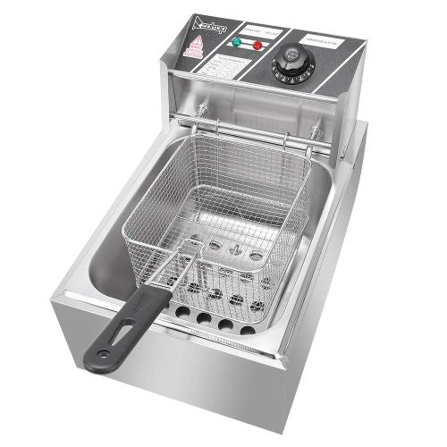 ZOKOP EH81 2500W 220-240V 6.3QT/6L Stainless Steel Single Cylinder Electric Fryer UK Plug