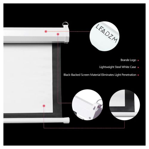 UK Plug, 100 inch 16:9 Aspect Ratio Manual Self-locking Warp Knitted White Plastic Projection Screen, White, with Screw Hooks, Pull-down Projector Screen