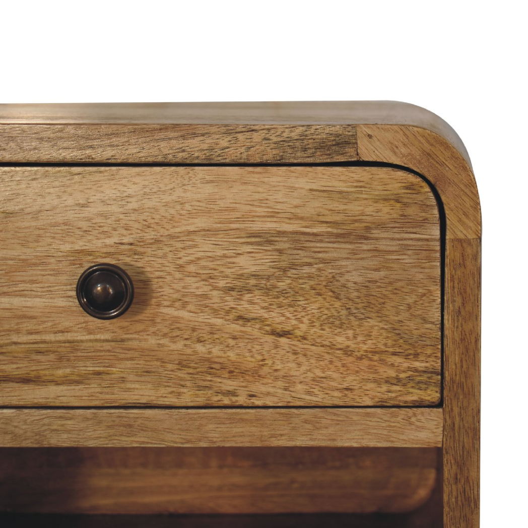 Artisan Furniture Solid Wood Mini Oak-ish Floating Open Bedside, 1 Drawer, 1 Shelf