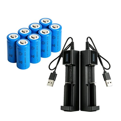 8 x 16340 Batteries 3.7V Li-ion Rechargeable Battery+2 x USB Charger (US Logistics For USPS/DHL/Fedex/UPS. No designated logistics accepted，TK/TMEU only For self-pickup）