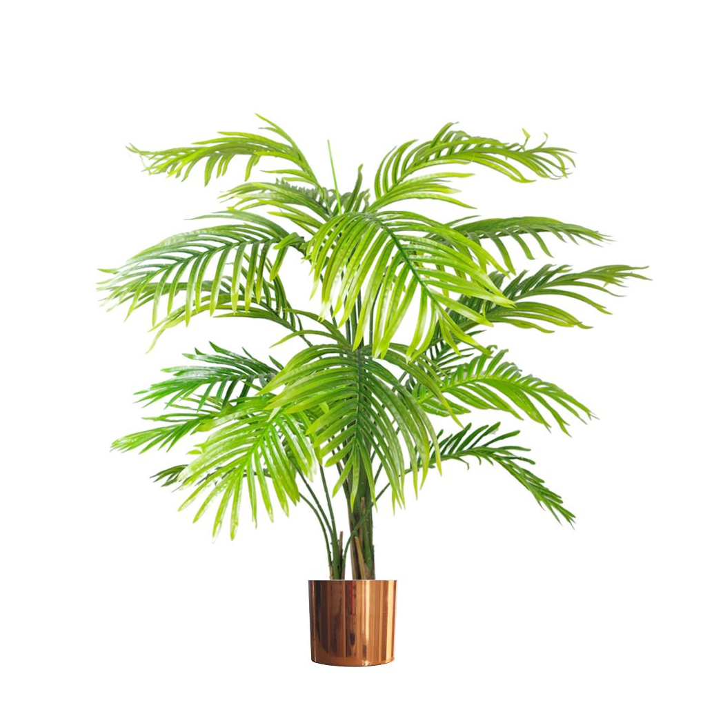 130cm Artificial Areca Palm Tree - Realistic with Copper Metal Planter