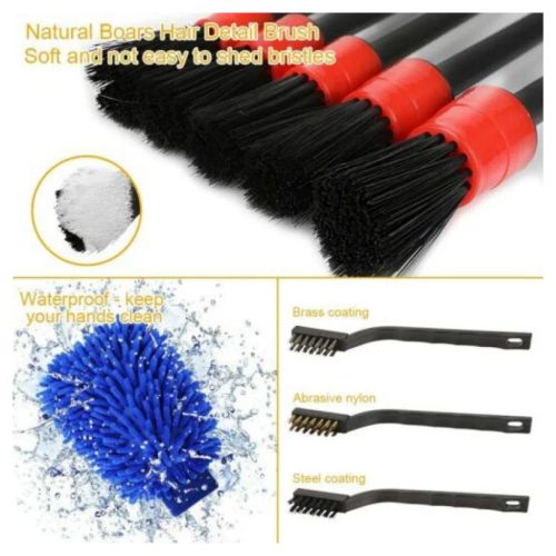 26PCS Car Cleaning Kit Auto Interior Exterior Detailing Brush Set w/Gloves Towel