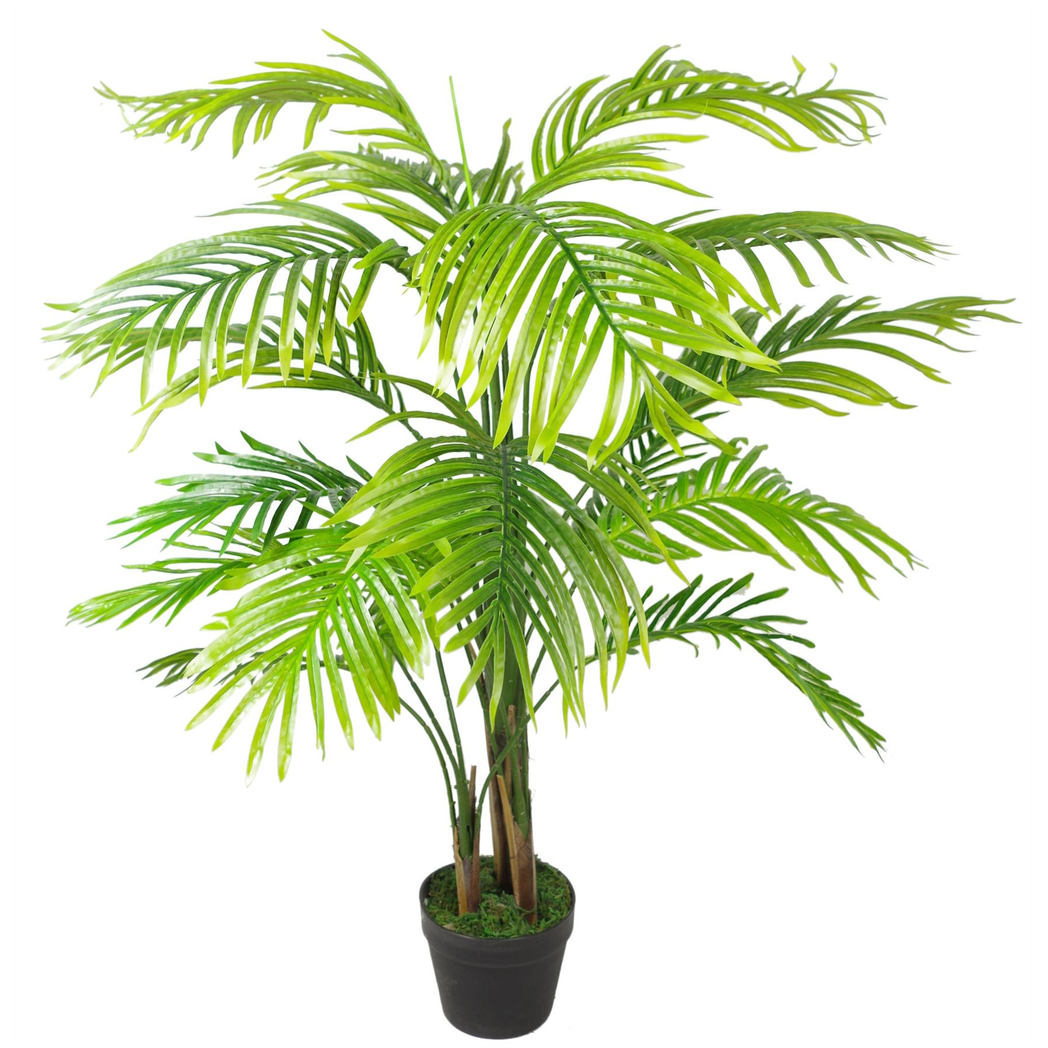 130cm Artificial Areca Palm Tree - Realistic with Copper Metal Planter