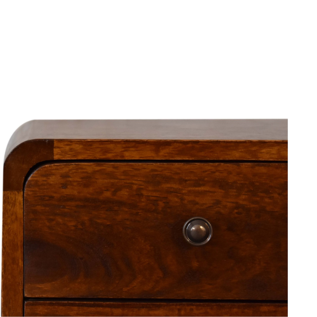 Artisan Furniture Solid Wood Mini Chestnut Curved Bedside, Brown, 2Drawers