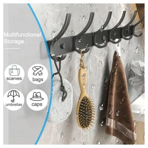 12 Hooks Aluminum Key Coat Clothes Door Holder Rack Hook Wall Mounted Hanger