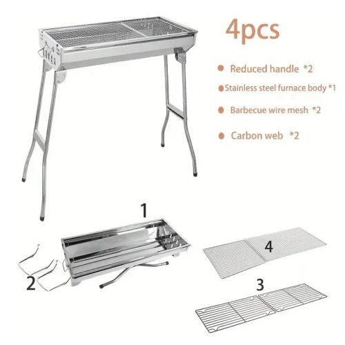 Folding BBQ Charcoal Barbecue Grill Steel Stainless Garden Picnic Camping Stove