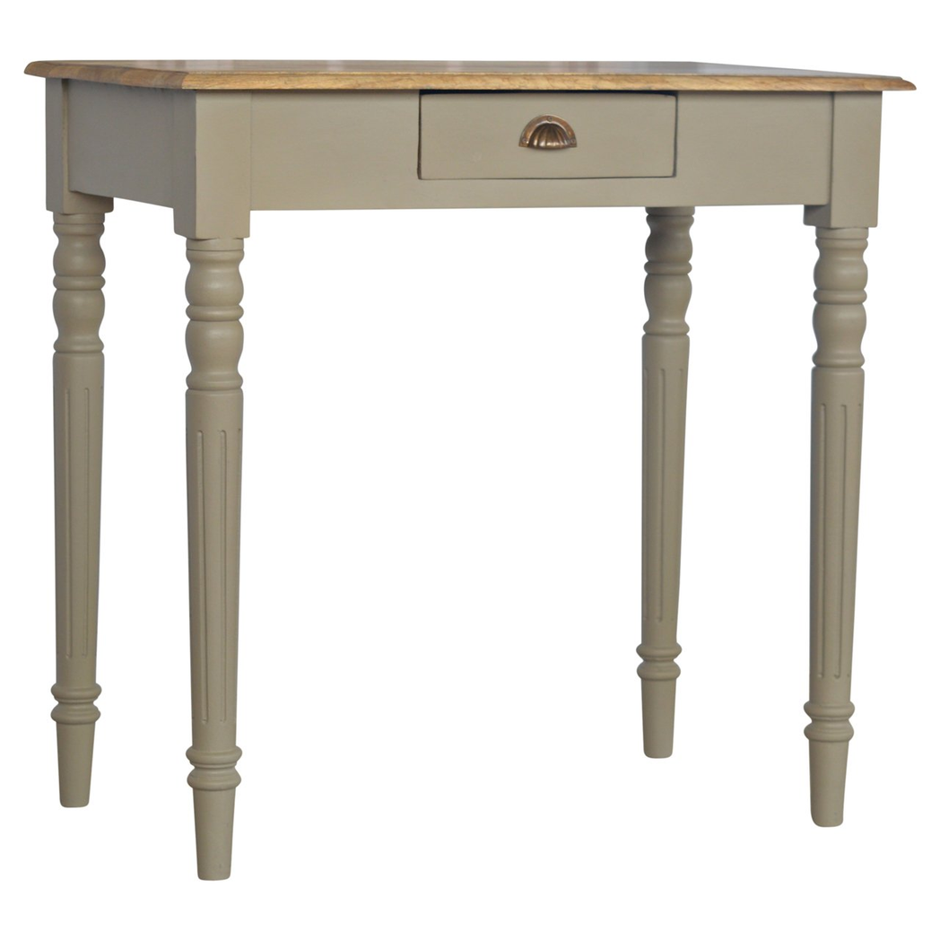 Artisan Furniture Solid Wood Hand Painted Writing Desk, 1 Drawer, Grey Color
