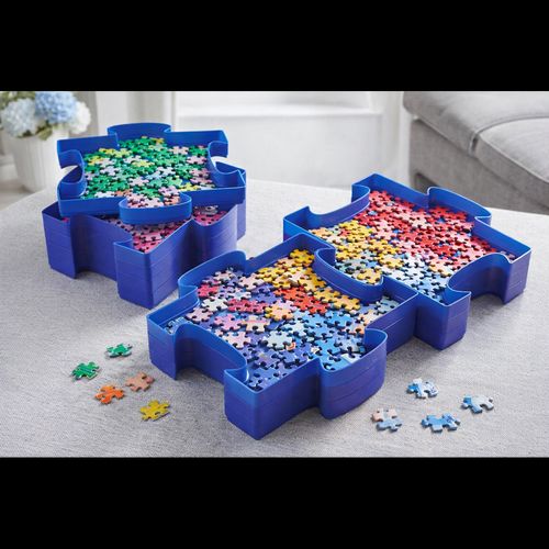 Set of 6 Stackable Trays Blue