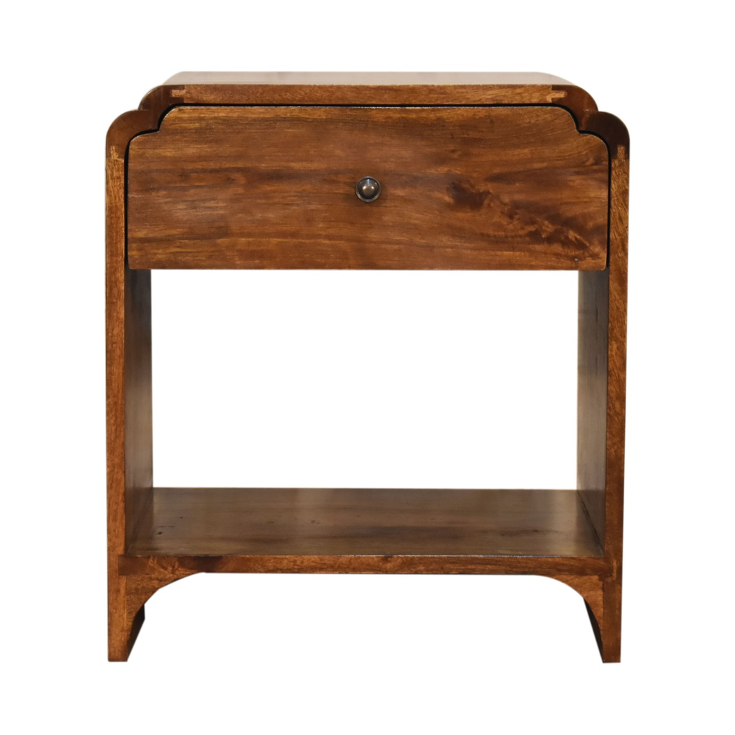 Artisan Furniture Solid Wood Newton Bedside, 1 Drawer, 1 Open Slot, Brown