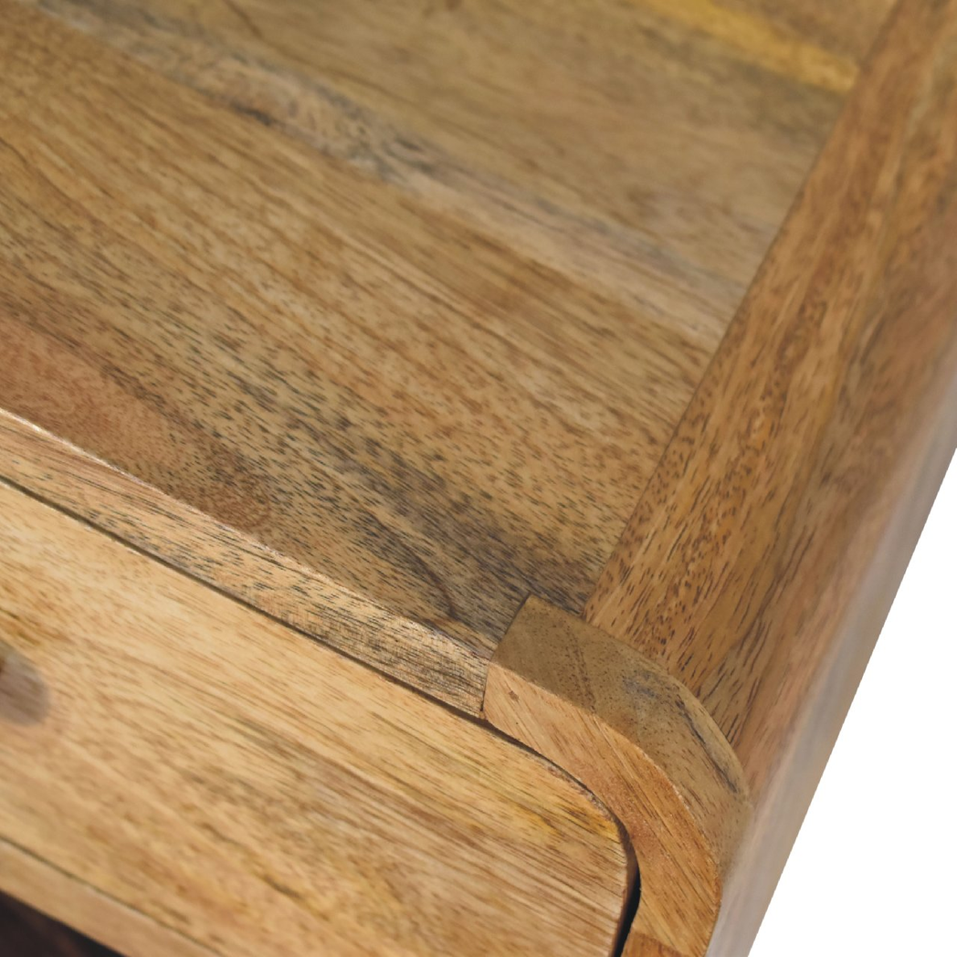 Artisan Furniture Solid Wood Mini Oak-ish Floating Open Bedside, 1 Drawer, 1 Shelf