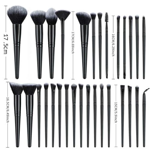 25pcs Makeup Brush Concealer Blush Foundation Eyeshadow Make Up Brush Makeup tools Black (US Logistics only For USPS.TK/TMEU only For self-pickup)