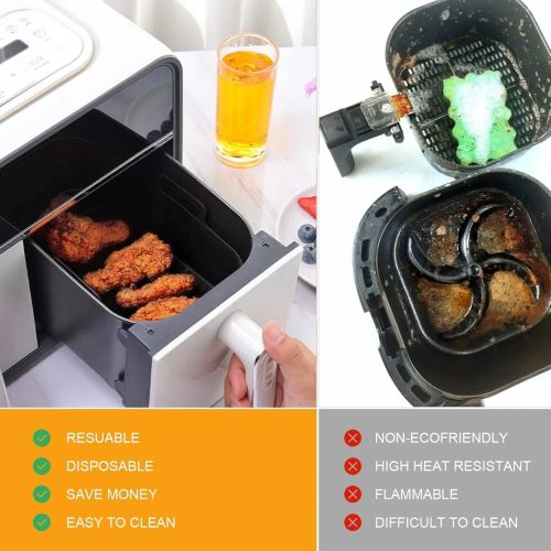 2x Air Fryer Silicone Pot Rectangle Baking Tray Basket Liners Insert Dish UK New