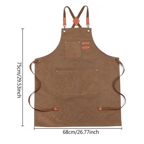Kitchen Cooking BBQ Plain Denim Canvas Pocket Apron Butcher Crafts Baking Chefs-Gray