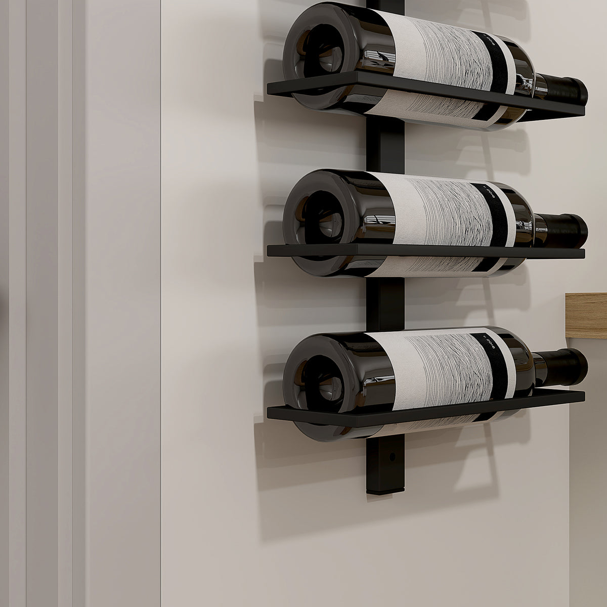 HOMCOM Wine Rack, Wall Mounted, 10 Tier Metal Wine Display Rack, Storage Holder for Kitchen, Dining Room, Bar, Cellar, Black