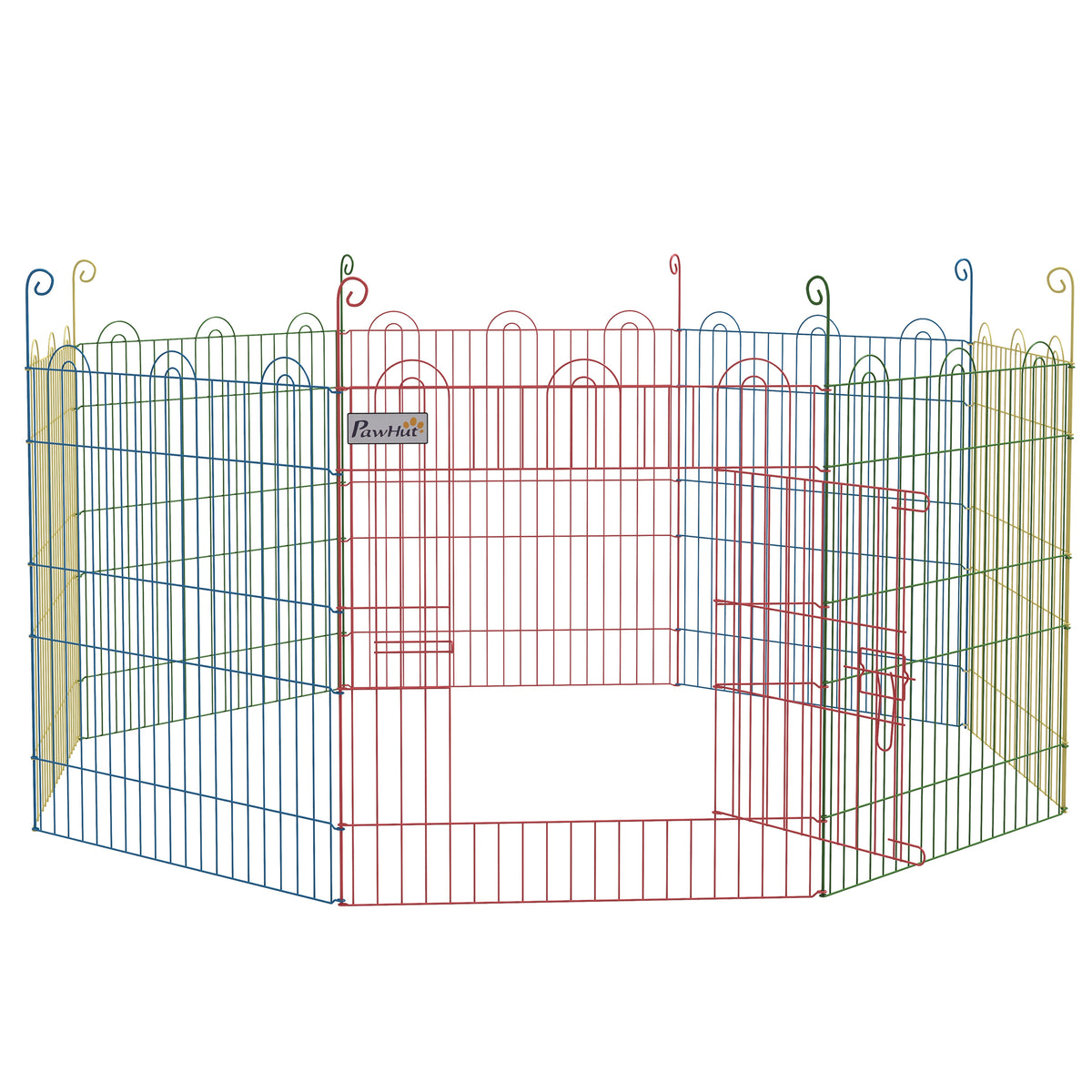 PawHut Pet Playpen Crate, with Eight Panels, Door, for Indoors and Outdoors, 60H x Φ156cm