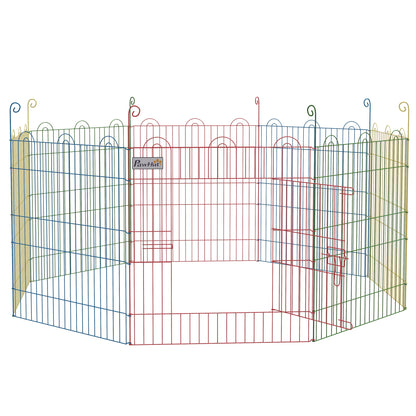 PawHut Pet Playpen Crate, with Eight Panels, Door, for Indoors and Outdoors, 60H x Φ156cm