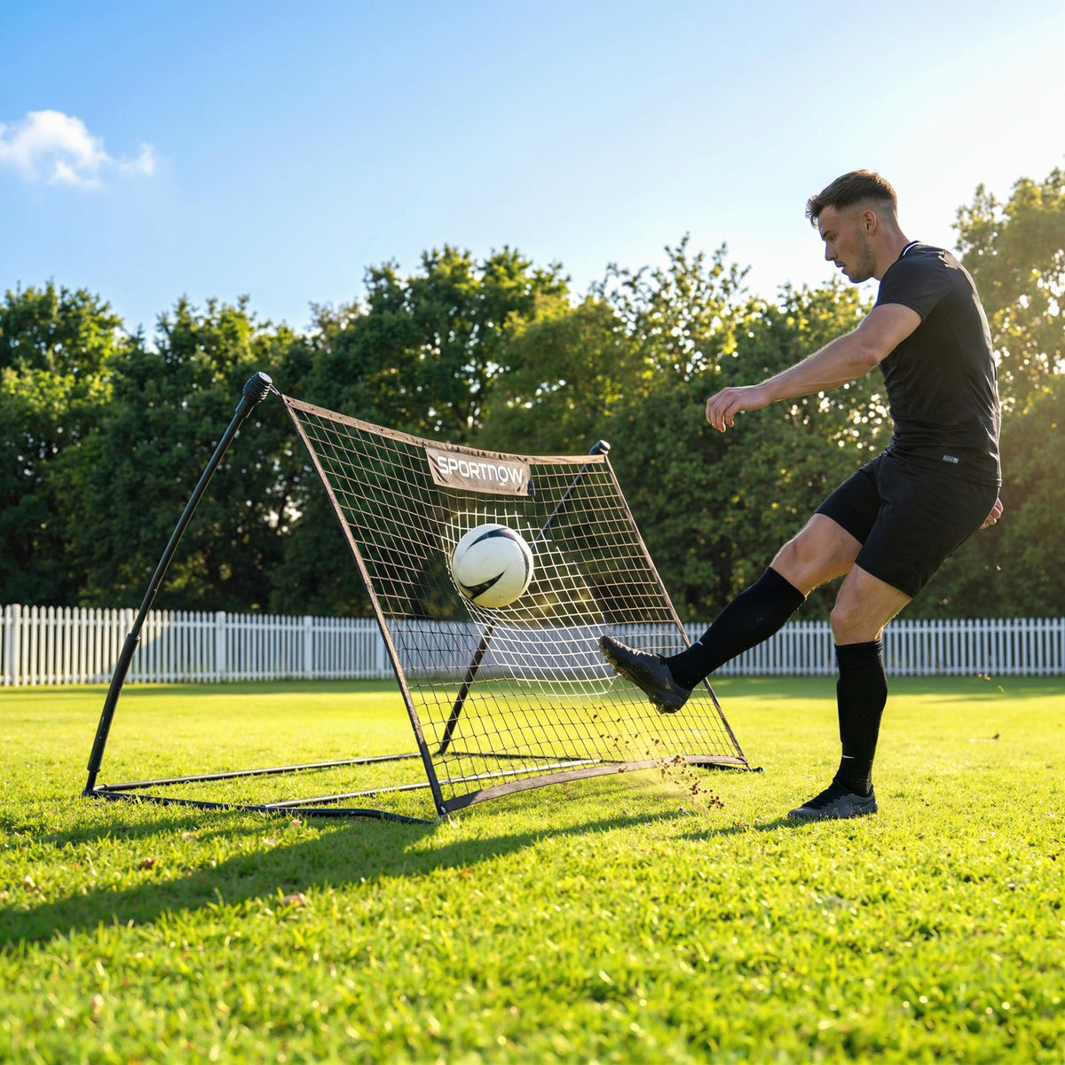 SPORTNOW Football Rebounder Net, Portable Kickback Football Rebounder Net with Carry Bag and Ground Stakes